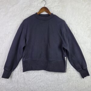 Varley Sweater Womens M Black Peached Sweat Cotton Blend Ribbed Pullover